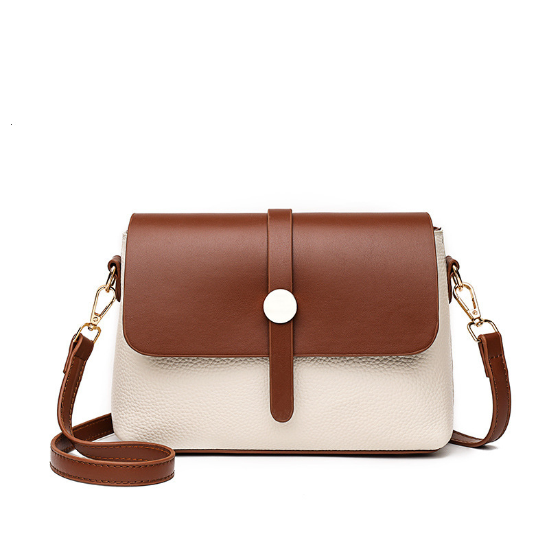 Genuine Leather for Women's Autumn New Fashion One Shoulder Crossbody Top Layer Cowhide Small Square Bag