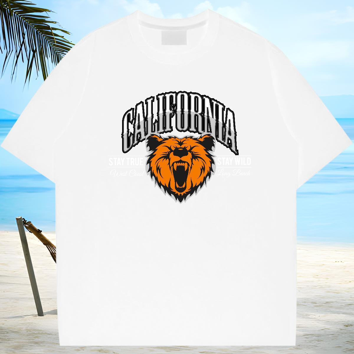 Cool T Shirt For Man animal Round Neck Short Sleeve Street wear Hip Hop Custom Print Plus Size 100% Cotton 230g Men Tshirts 2024 New Wear