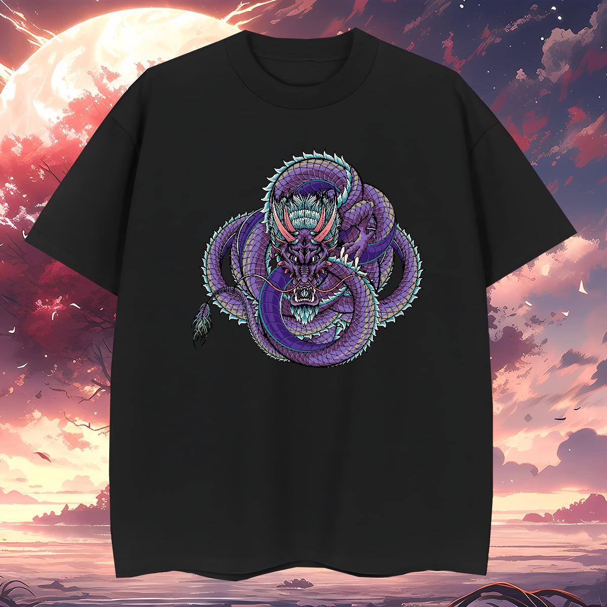 T-Shirts 230g Cotton dragon Casual Beach Short Sleeve O-Neck White Plus Size Men Clothes T-Shirt DIY Customized Comfortable Tee Shirt