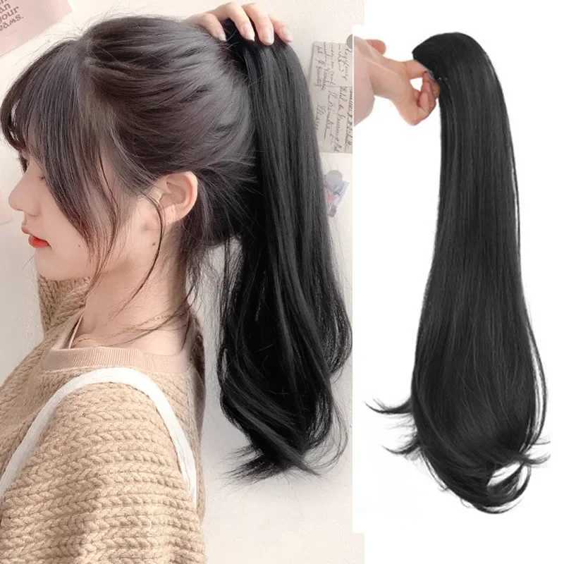 Fashionable and elegant 45cm natural fluffy curly twisted braided high ponytail grab clip wig spicy girl boxing long wave fake ponytail extension W240