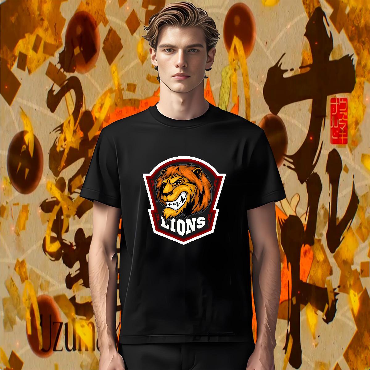 Cool Design T-Shirts lion Crew Neck Breathable Casual Daily Wear Asian Size 100% Cotton 230g Men Tops Tees Fashion Design Clothes