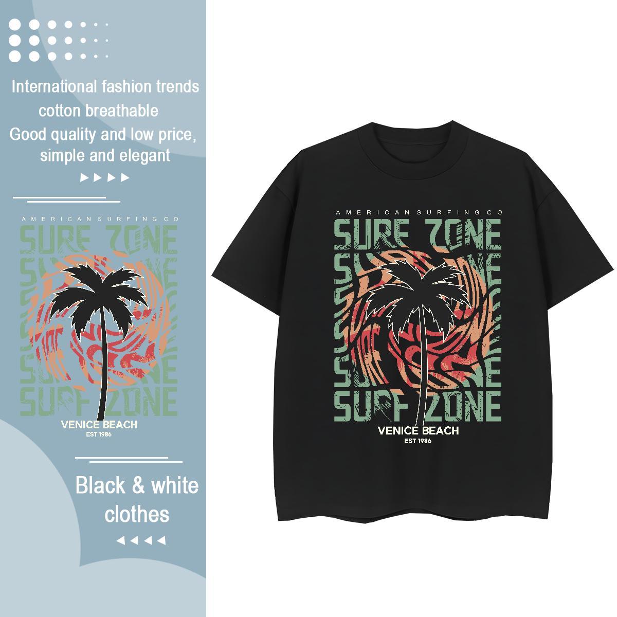 Factory Direct Men Clothes T-Shirt tree High Street Hip Hop 100% Cotton 230g Tops Tees Breathable Crew Neck Unisex Men T Shirts DIY Printed