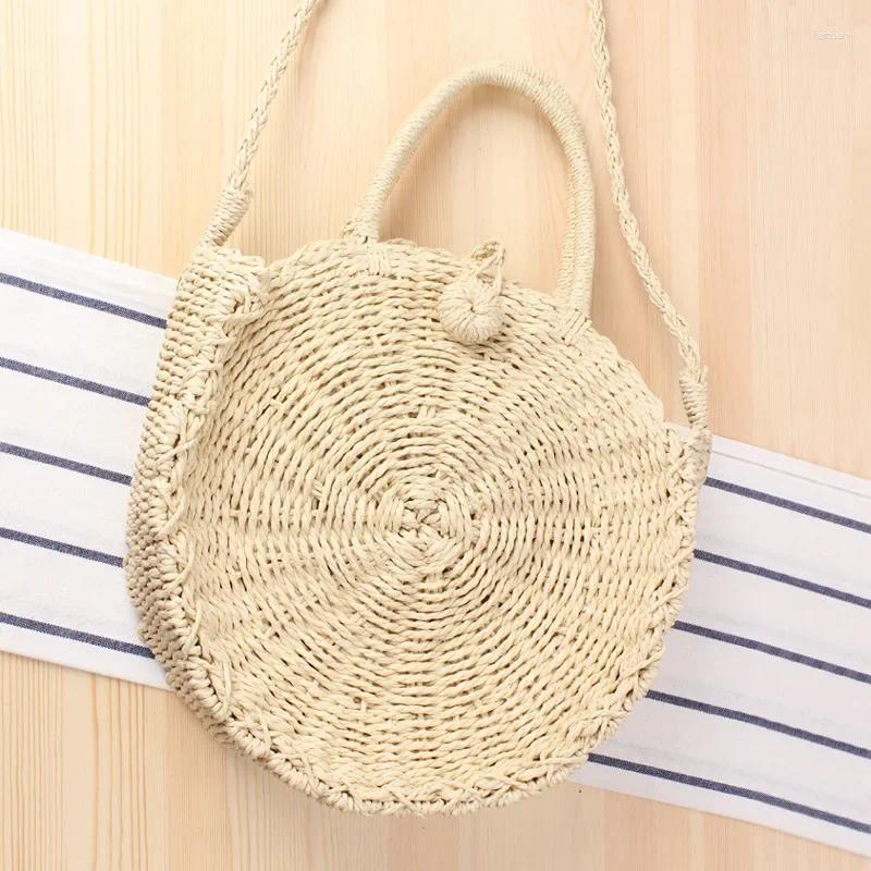 2025 NEW Shoulder Bags Vacation Beach Handmade Round Handheld Dual Purpose Casual Grass Woven Bag zhanyishengli
