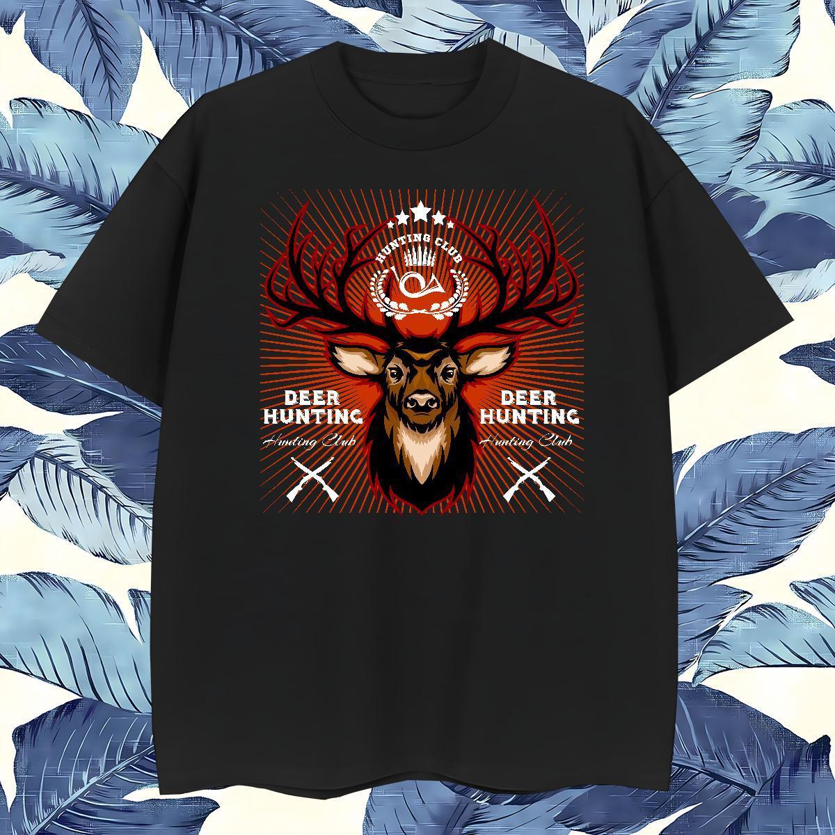 Classic T Shirts Men deer Crew Neck Anime Printing Street Plus Size Cartoon 230g 100% Cotton Men Clothes T-Shirt Fashion Casual Wear