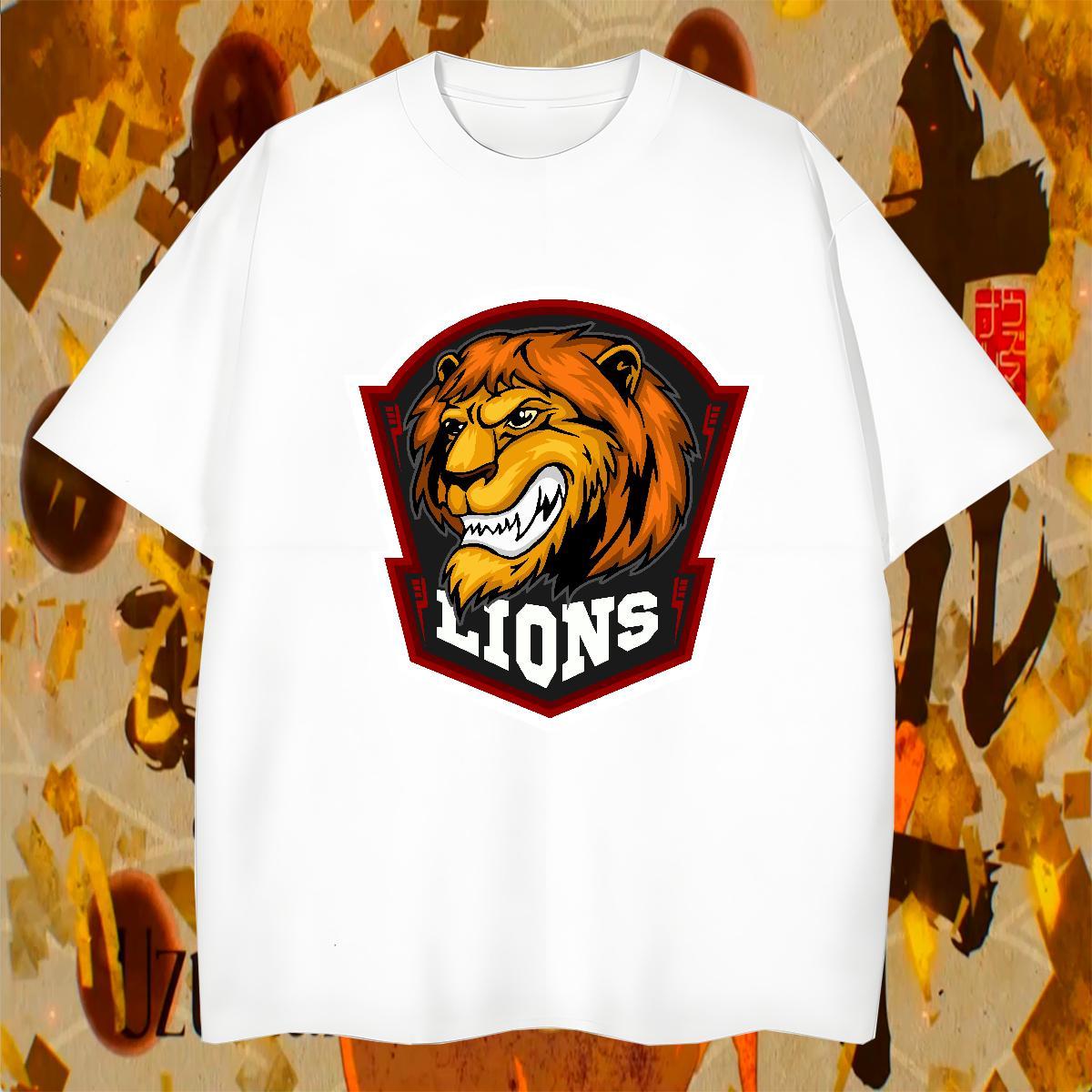 Cool Design T-Shirts lion Crew Neck Breathable Casual Daily Wear Asian Size 100% Cotton 230g Men Tops Tees Fashion Design Clothes