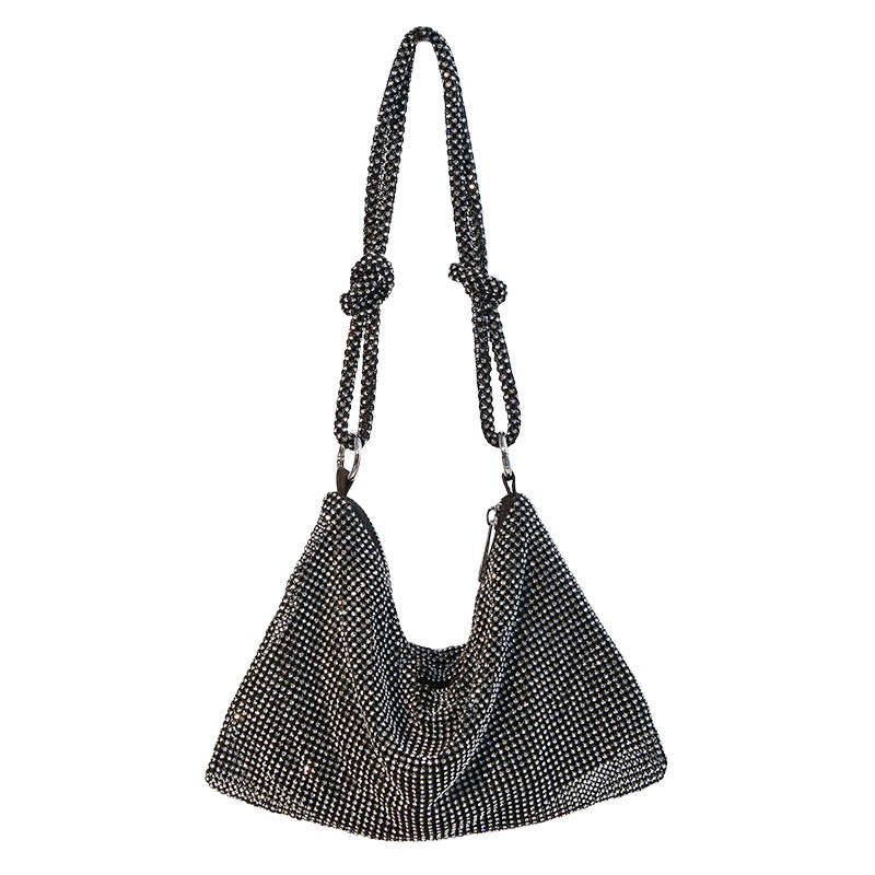 New Knotted Water Full Dinner Handmade Diamond Embedding Underarm Bag Banquet Handbag for Women