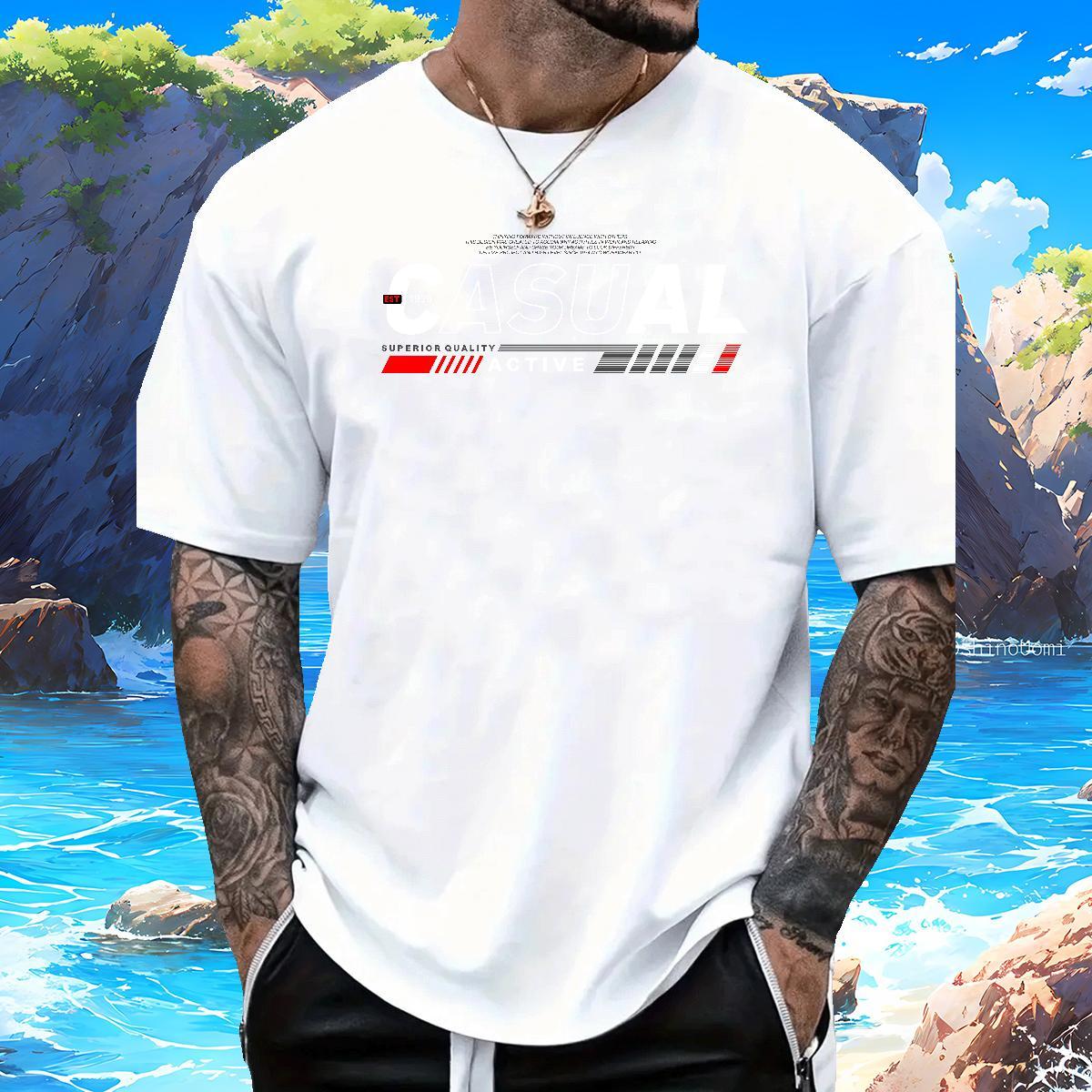 Wholesale letter 230g Pure Cotton Men Tops Tees Beach Crew Neck Breathable T Shirts Men DIY Customized DIY Logo Oversized Clothings