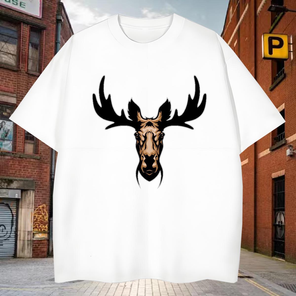 Wholesale T-Shirts for Men deer Breathable Crew Neck Home Outdoor DIY 230g Pure Cotton Men Clothes T-Shirt 2024 DIY Top Tees