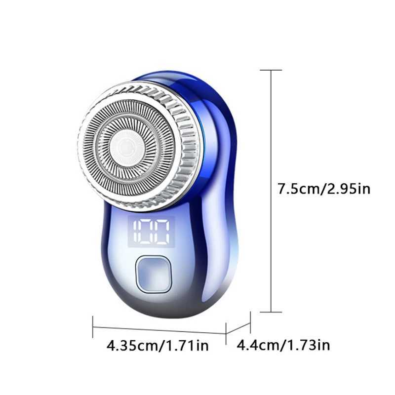 Mens Mini Electric Travel Shaver Double Ring Beard Shaver LCD Power Display Type-C Charging Lacquer Free Cordless Trimmer W240819