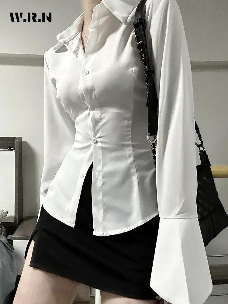 Womens sexy solid color ultrathin chiffon shirt lapel flash sleeves tuning band n vintage womens clothing spring 240819