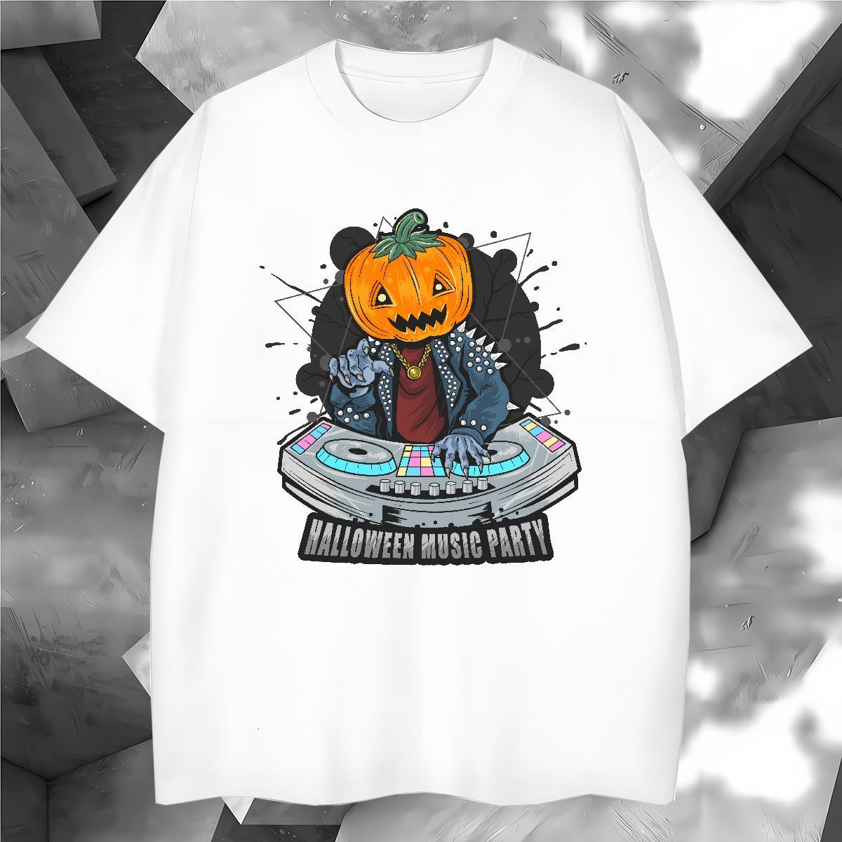 Cool Design T shirt pumpkin Breathable Crew Neck Home Outdoor Cartoon Printing L-4XL 230g Pure Cotton Couples T Shirts Fashion Design Tops Shirt