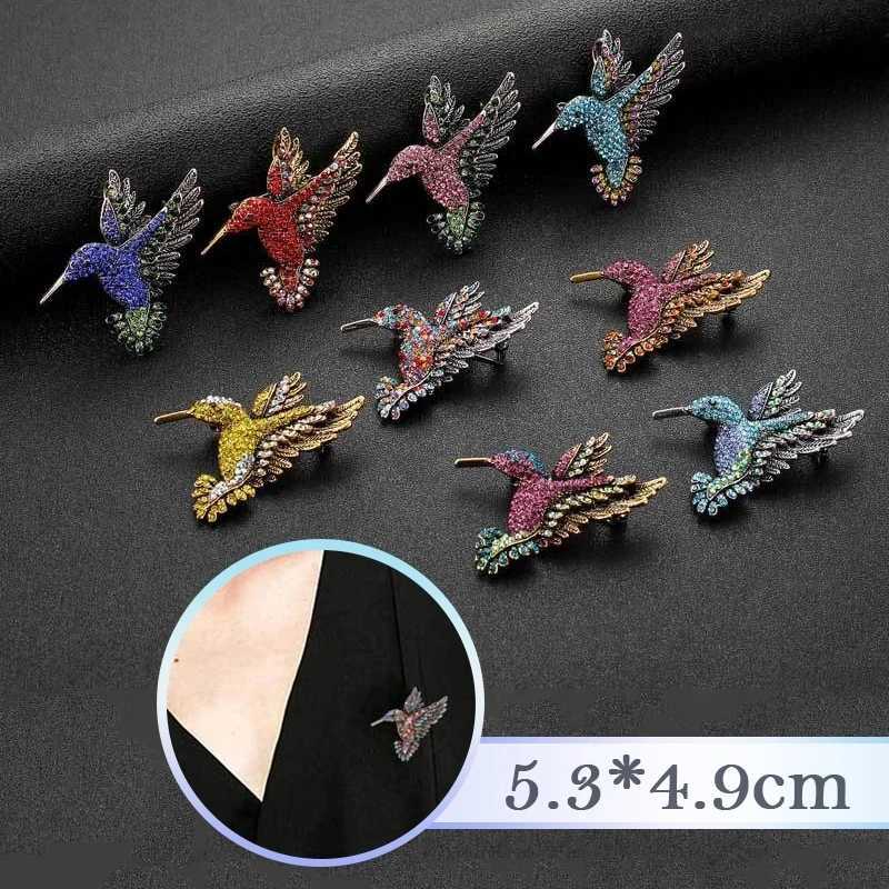 Womens colorful rhinestone hummingbird brooch vintage brooch party coat scarf jewelry clothing accessories brooch gift W240815