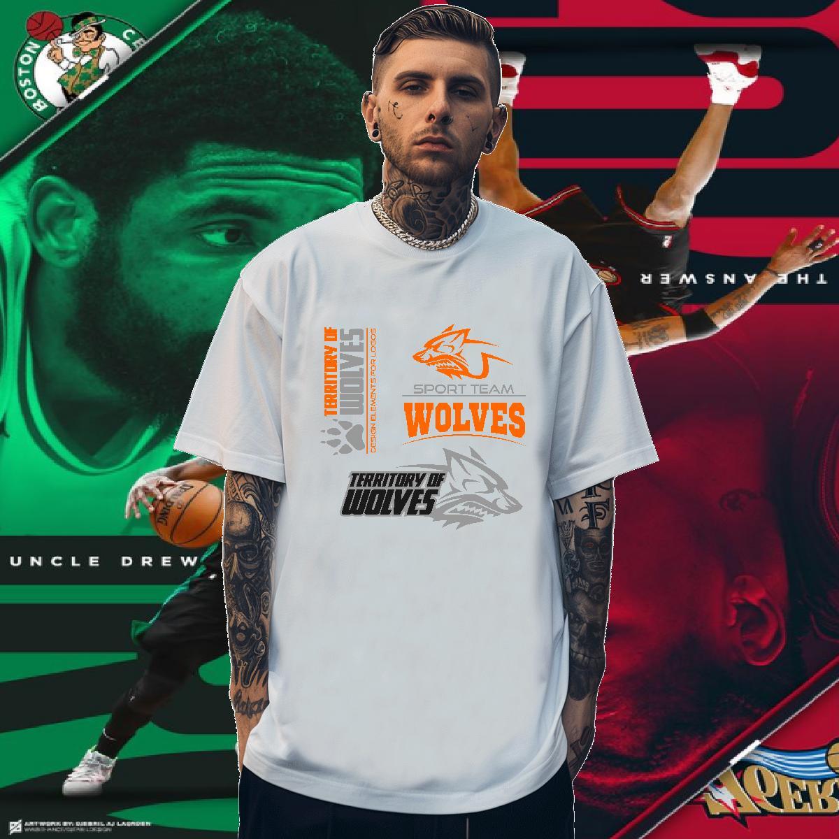 T-Shirts 100% Cotton 230g wolf Hip Hop Street Pure Cotton Graphic Men Tops Tees Classic Casual Popular Wear