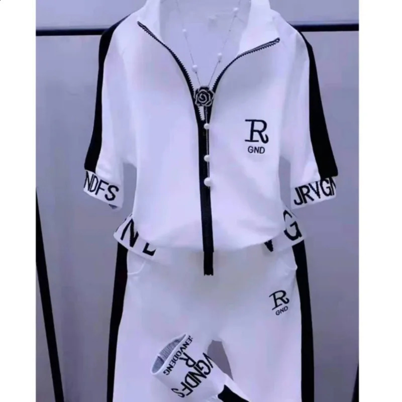 Womens Casual Tracksuit Spring And Autumn Fashion Suit Plus Size Short Sleeve Hooded Tops Pants 2 Two Piece Set For Women 240820