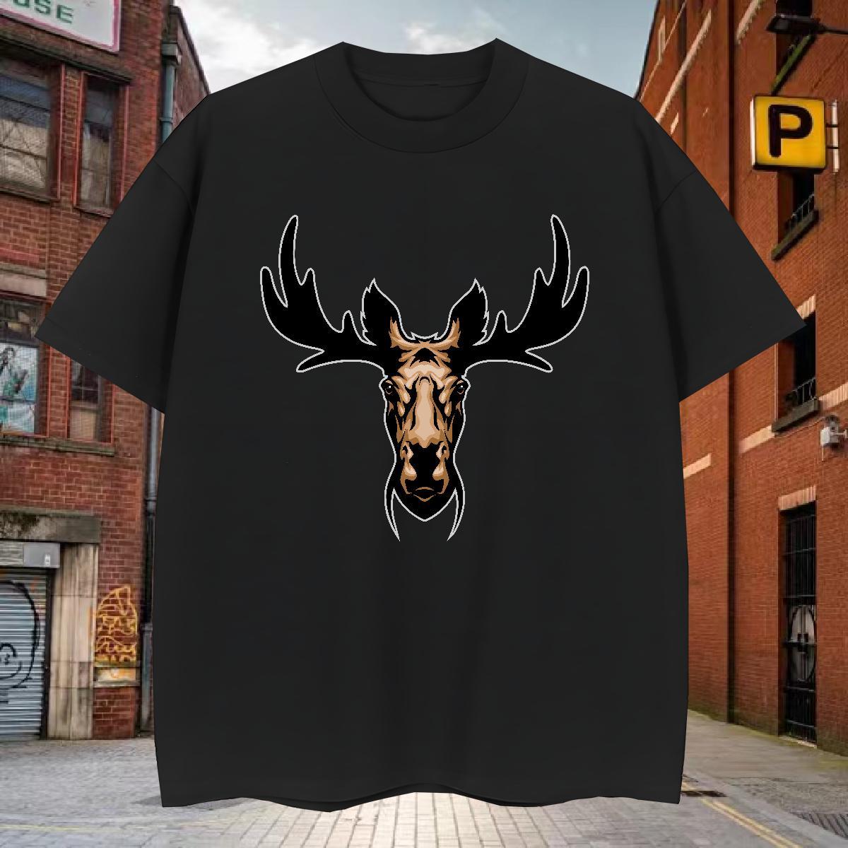 Wholesale T-Shirts for Men deer Breathable Crew Neck Home Outdoor DIY 230g Pure Cotton Men Clothes T-Shirt 2024 DIY Top Tees
