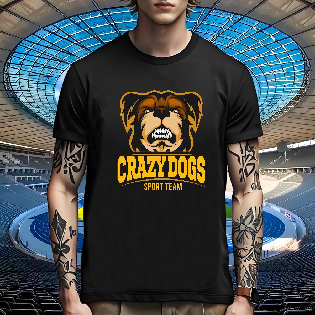 Loose Men T Shirts crazy dog Breathable Soft Spring Summer DIY Printed 230g 100% Cotton Couples T Shirts Free Shipping Top Tees