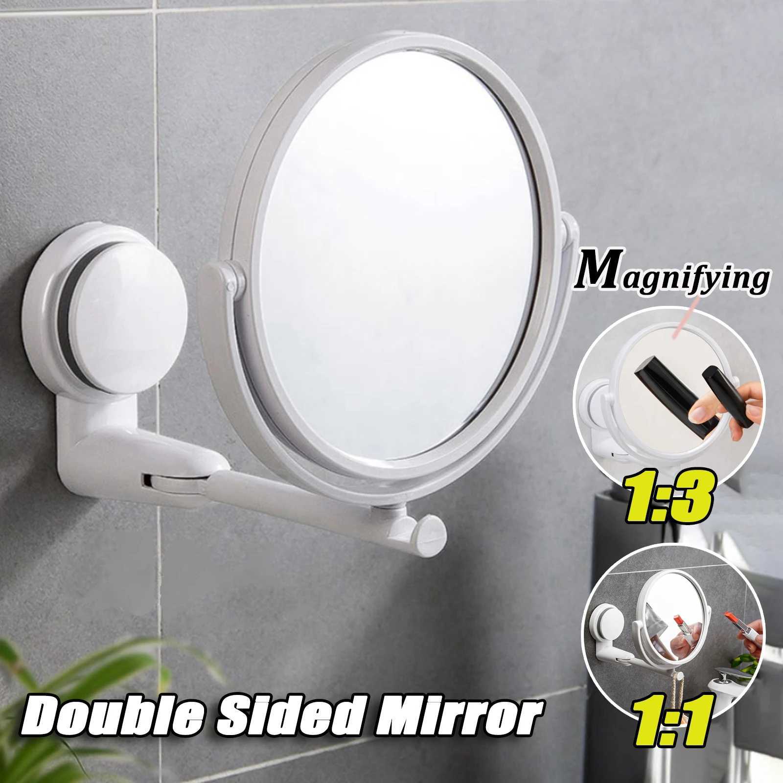 360 Swivel Folding Cosmetic Mirror No Punch Magnifying Mirror Bathroom Mirror Wall Mounted Shaving Mirror HD Cosmetic Mirror Y240819