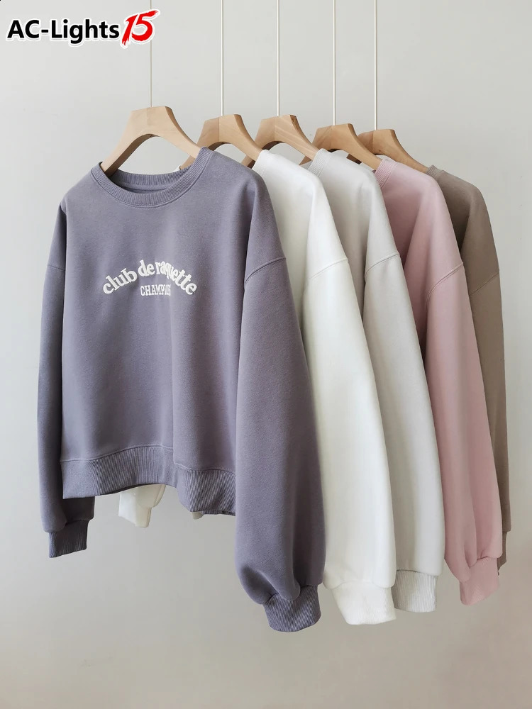 Womens Embroider Short Sports Shirt Fashionable Long Sleeve ONeck Letter Printing Solid Color Super Pull Spring Top 240819