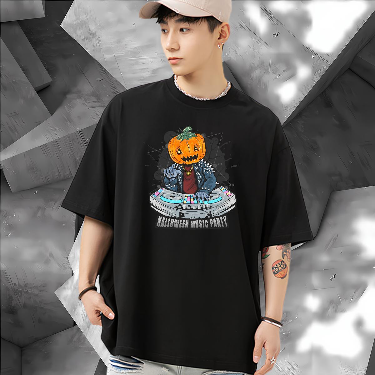 Classic Tshirt for Man Woman pumpkin Summer Casual 230g Cotton Clothes Breathable Soft Loose Fit T Shirt For Man Oversized 4XL