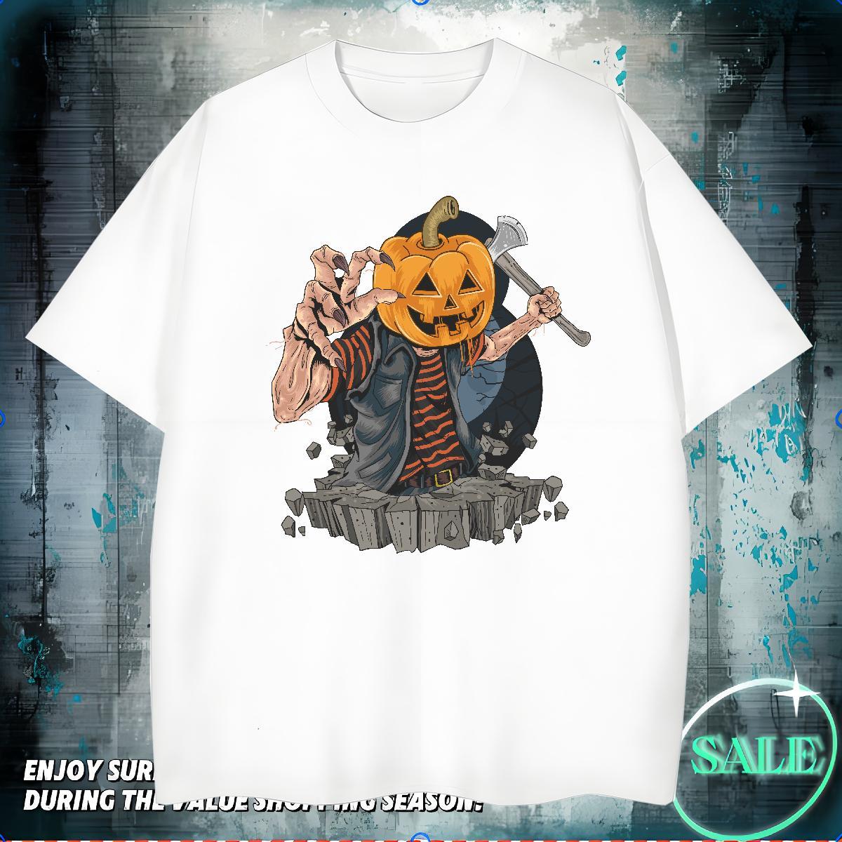 Men T Shirts 230g 100% Cotton pumpkin Street Breathable Crew Neck Anime Print Couples T Shirts New Designer Cool Tops Tees