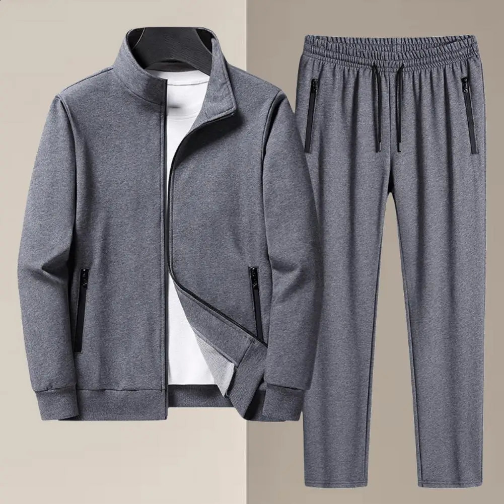 Spring Autumn Sweatshirt SweatPants Trousers For Men Set Two Piece Black Tracksuit Hip Hop Streetwear Running Sport Clothes 240819