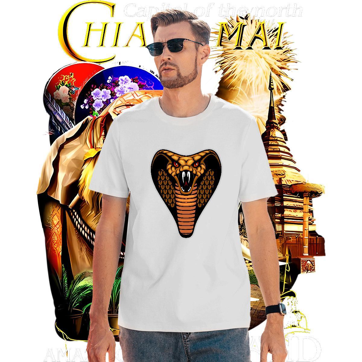 Unisex Man T Shirts cobra O Neck Short Sleeves Summer Casual Floral Print 100% Cotton 230g Men Clothes T-Shirt Wholesale Tees