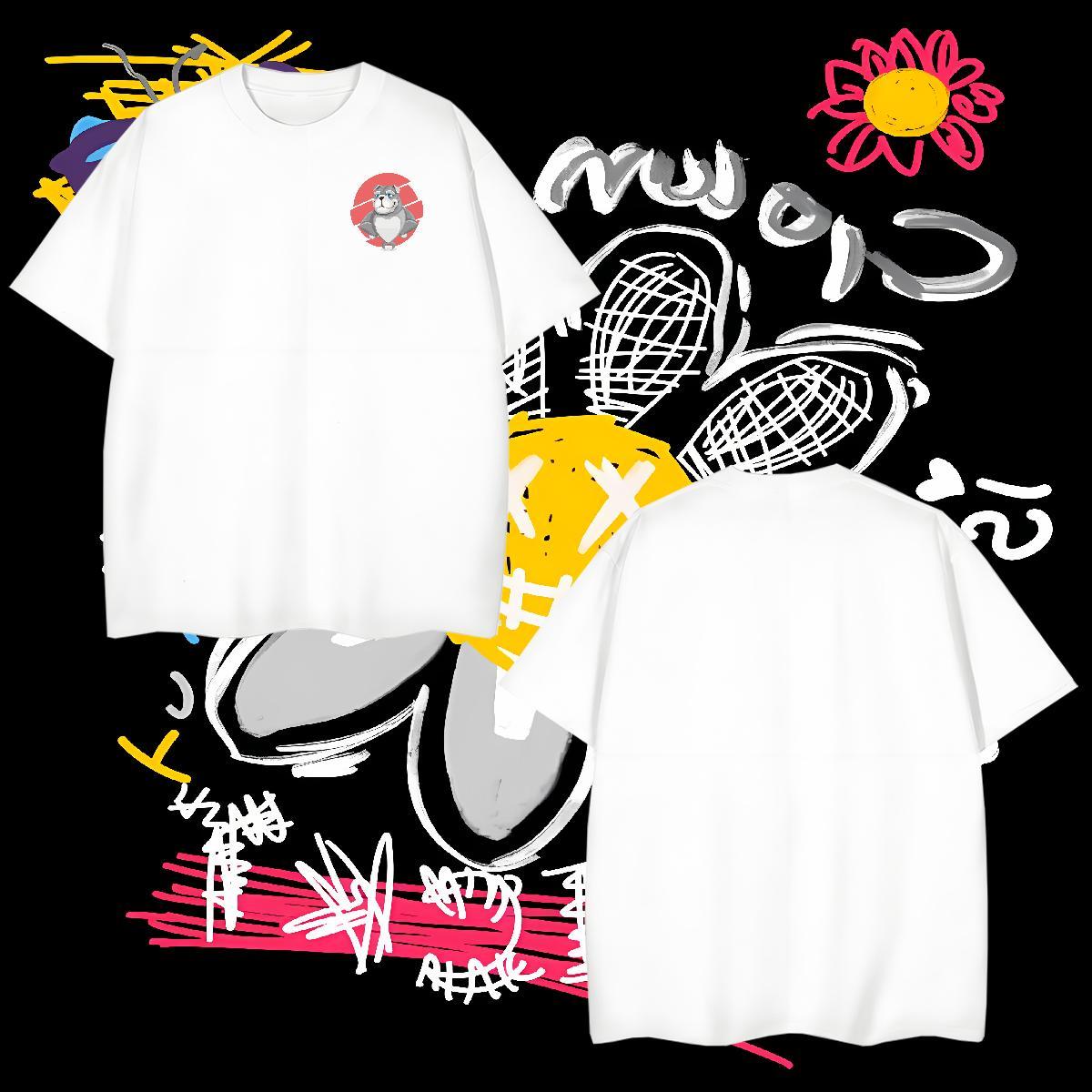 Customized Men Clothes T-Shirt Dog Daily Wear 230g Cotton Tees Shirts Breathable Crew Neck Classic Man T Shirts Anime