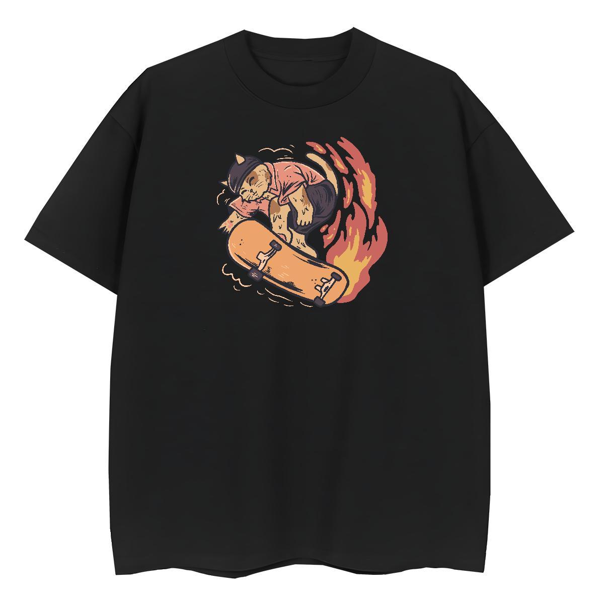 Fashion Casual Tshirts cat Sport 230g Cotton Clothings O Neck Short Sleeves Loose Fit T-Shirts for Men Plus Size Custom