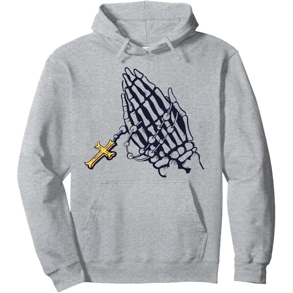 Hoodie for Mens Womens Skeleton Hands Holding a Crossbone Pullover Hoodie Hoodies sweatshirt pullover jacket Long sleeve