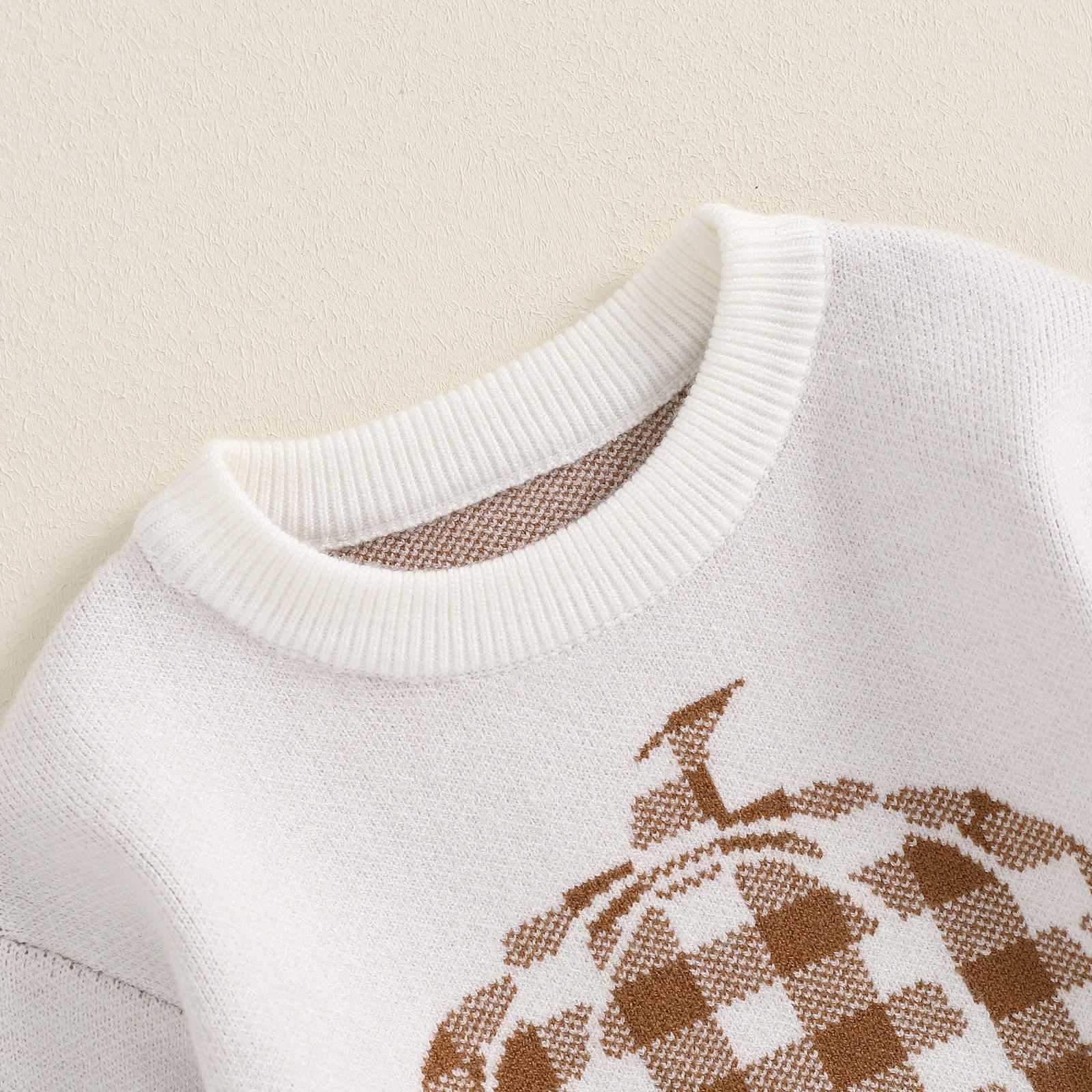 FOCUSNORM 0-3Y Baby Girl Halloween Knitted Sweater Long Sleeve Round Neck Pumpkin Embroidery Zipper Knitted W240820