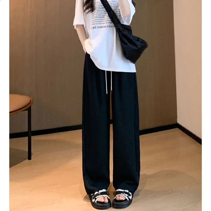 Womens Summer Style Fashion Simplicity Solid Color Thin High Waist Wide Leg Pants Women Clothes Casual All-match Trousers Z260314