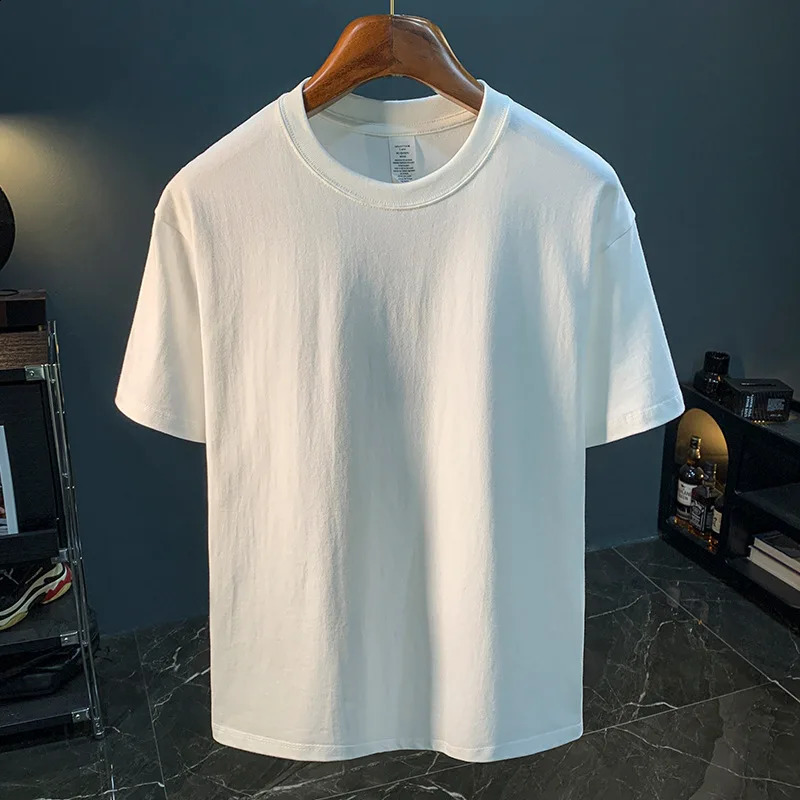 2014 Summer Short sleeved Tshirt Mens Solid Color Street Breathable Simple Casual Fit Top 240819