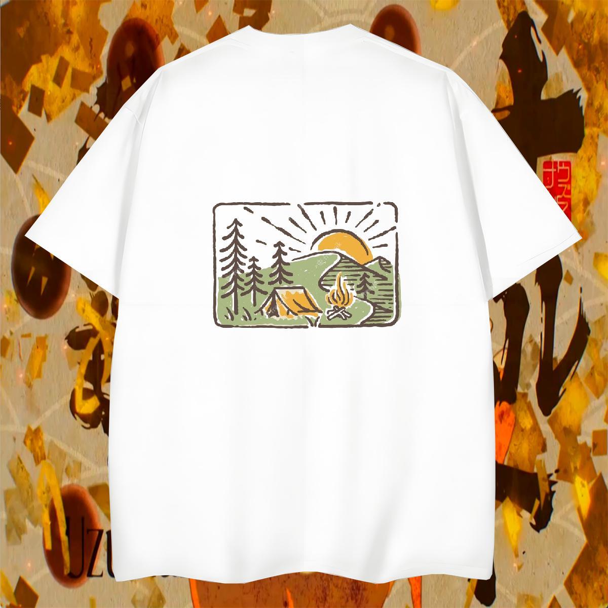 Classic Men Clothes T-Shirt Home Outdoor 230g Pure Cotton DIY Printed Round Neck Short Sleeve mountains T-Shirts Fashion Tees