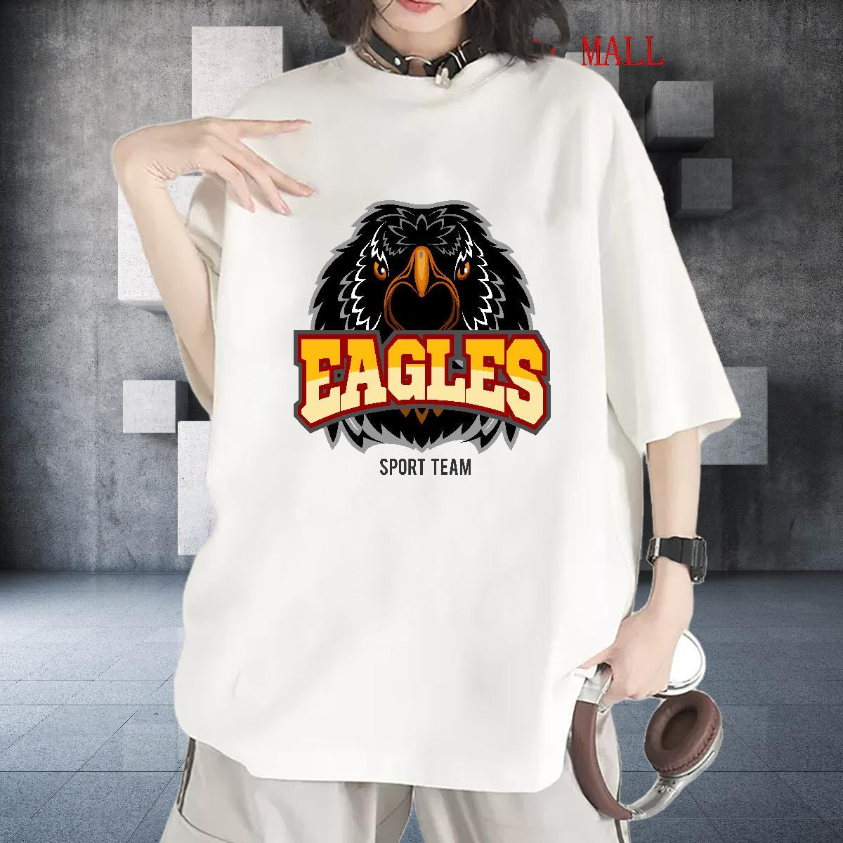 Custom Women Tees Sport O Neck Short Sleeves Tee Shirt Loose 100% Cotton 230g eagle Custom Print Oversized Womens T Shirts