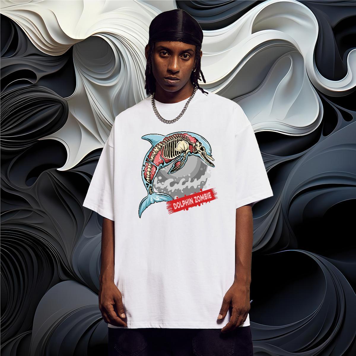 Cool Design Mens T Shirts dolphin Short Sleeve O-Neck Casual Daily Wear Custom Printed 230g 100% Cotton Men Clothes T-Shirt 2024 DIY Tops Tees