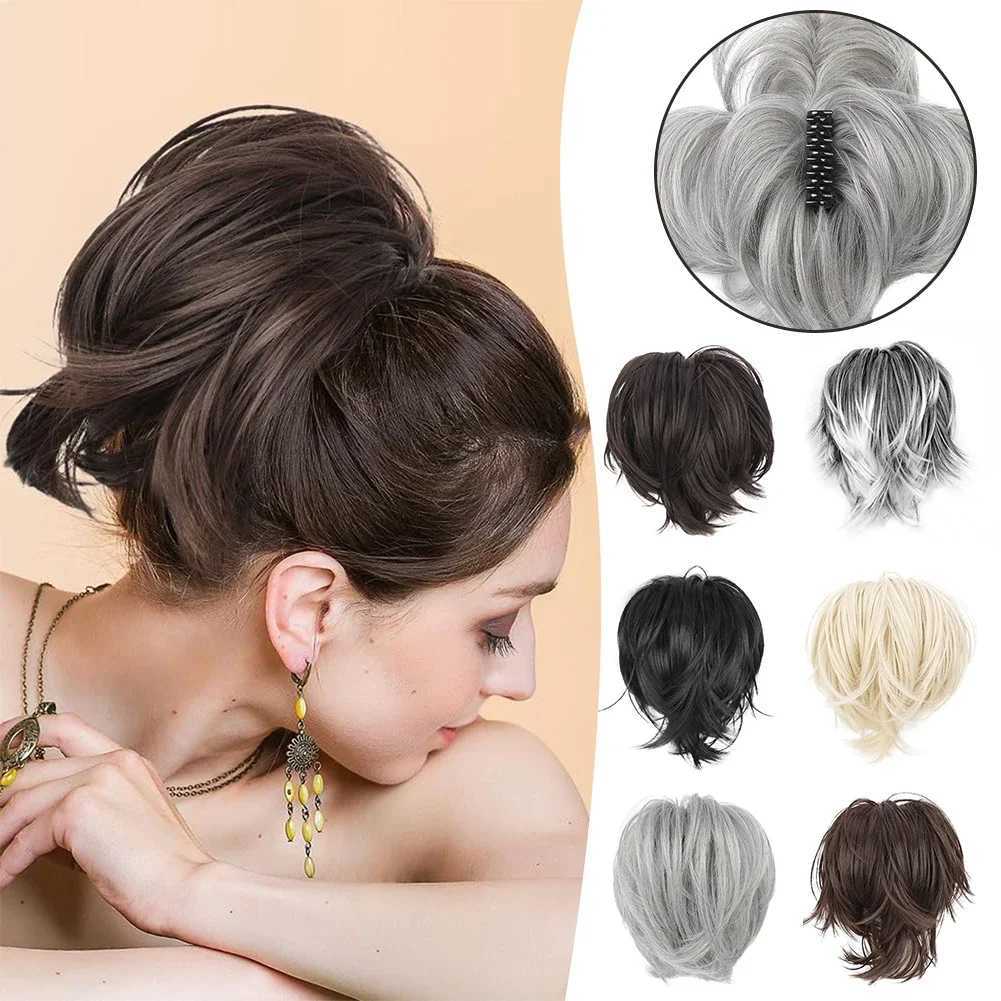 DIY claw clip on fluffy ponytail wig hair extension hair extension fake bread fake black natural hair female fake braid W240817