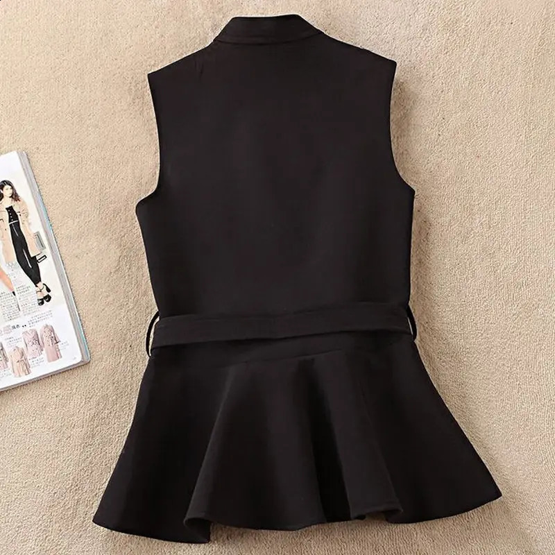spring womens casual short sleeved sleeveless vest top retro shirt collar ruffled A194 240819