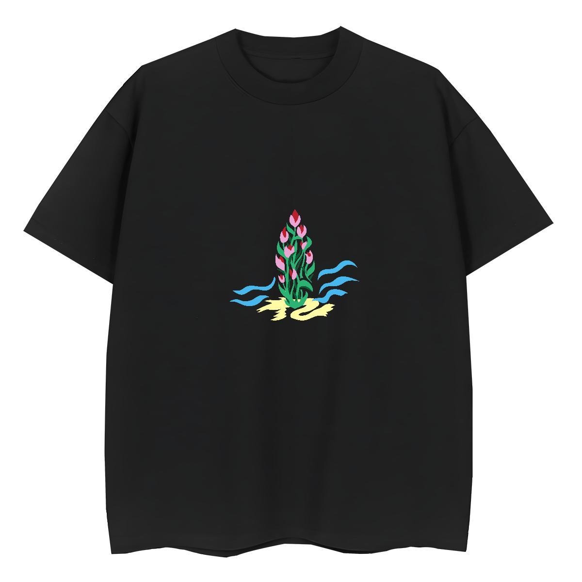 New Arrival Couples T Shirts flower Sports Casual 100% Cotton 230g Tees Breathable Short Sleeve Designer Men T Shirts Black White