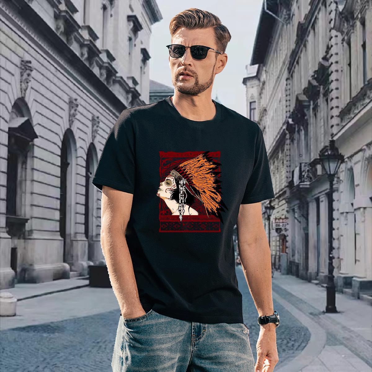 T-Shirts 230g Cotton man Hip Hop Crew Neck Breathable DIY Printed Men Tshirts 2024 New Loose Wear