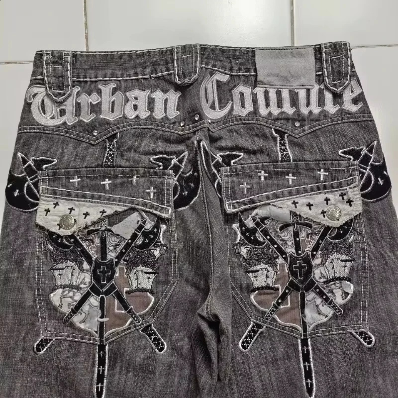 American Y2K Fashion Trend Spot Denim Shorts Mens Street Hip Hop Retro Clown Jeans Couple Casual Loose 240819