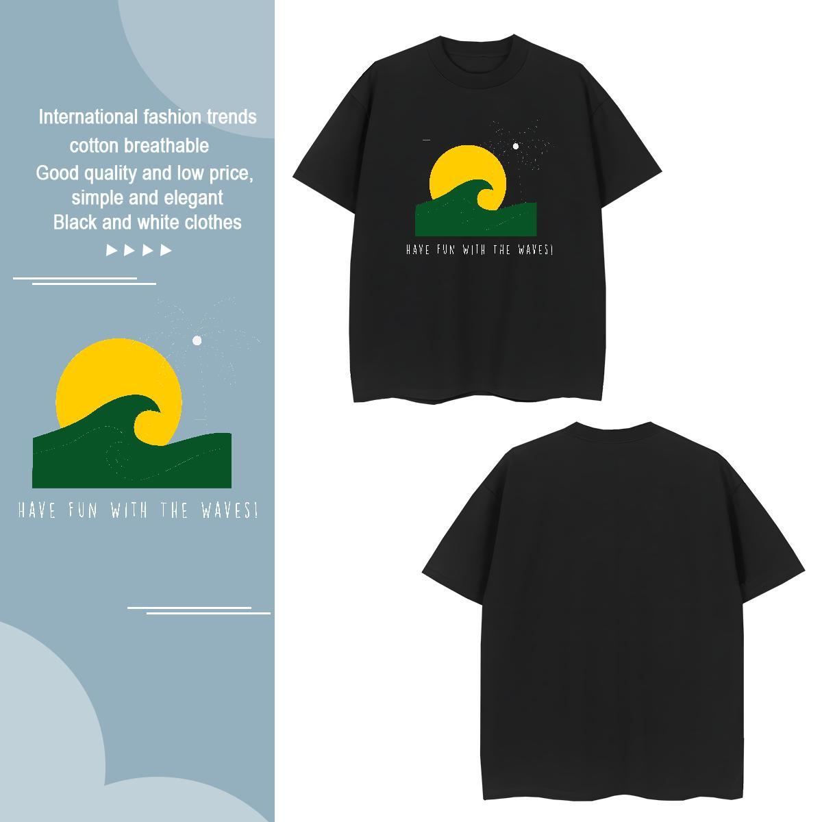 Brand sea 230g Pure Cotton Mens Tshirts Daily Outfit Short Sleeve Soft T-Shirts for Men 2024 Summer Cartoon Print Top Tees