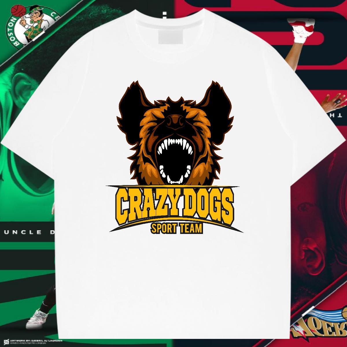 Cool T Shirts Men crazy dog Breathable Crew Neck Summer Casual Black Oversized 100% Cotton 230g Men Tees 2024 Tees Shirts