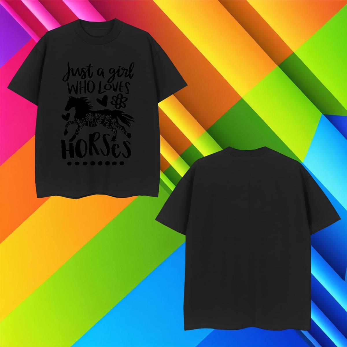 Unisex T shirt horse Breathable Street Custom Cartoon 100% Cotton 230g Men Tops Tees 2024 Summer Wear