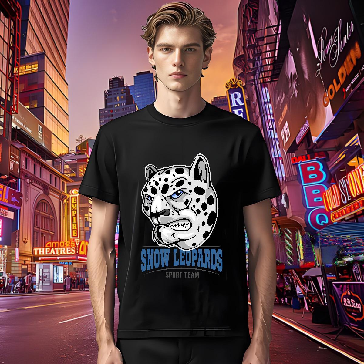 Loose T-Shirts leopard Breathable Short Sleeve Casual Beach Skull 230g Pure Cotton Men Tshirts DIY Customized Tops Shirt