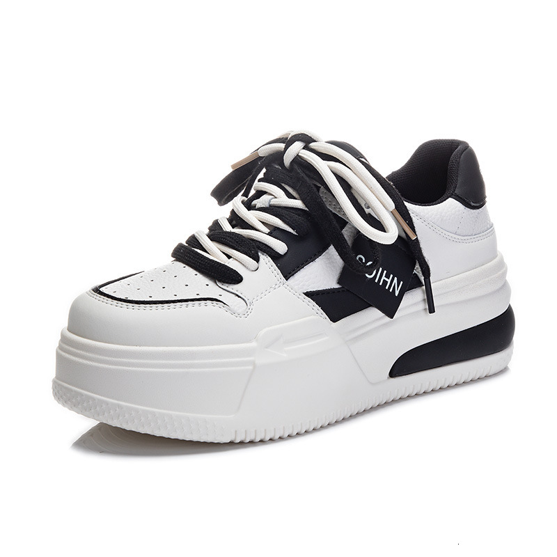 Ddmysports Genuine Leather Small White Women In Spring New Round Toe Thick Sole High Rise Board Shoes For Casual And Versatile S Shoe Trend OUTDOOR