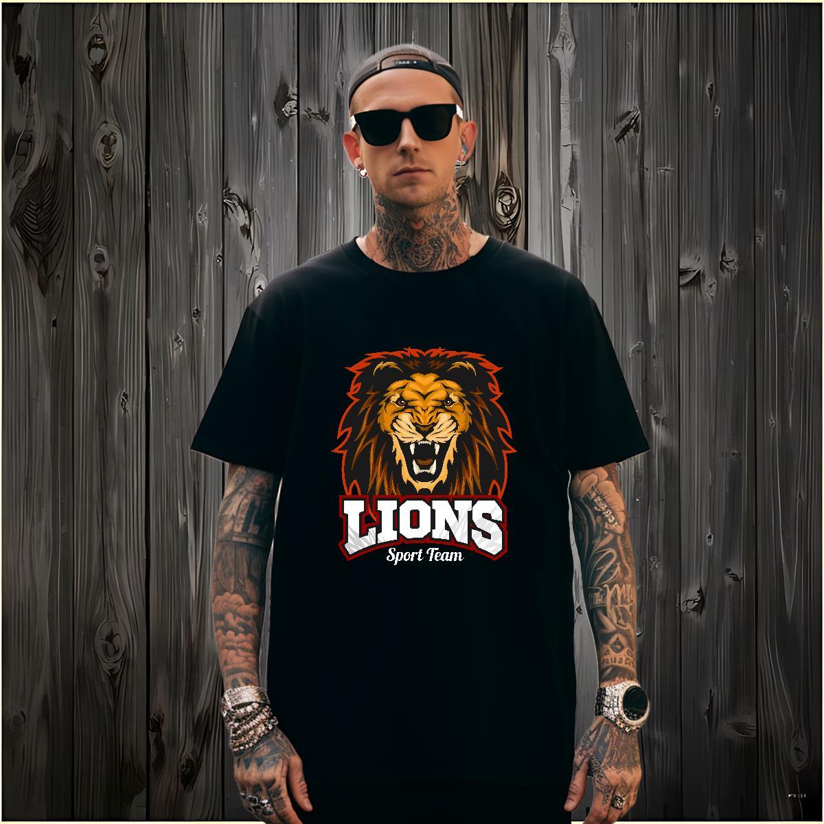 Brand T-Shirts for Men lion Breathable Soft Beach DIY Logo Oversized 230g Cotton Mens Tshirts 2024 DIY Tops Tees