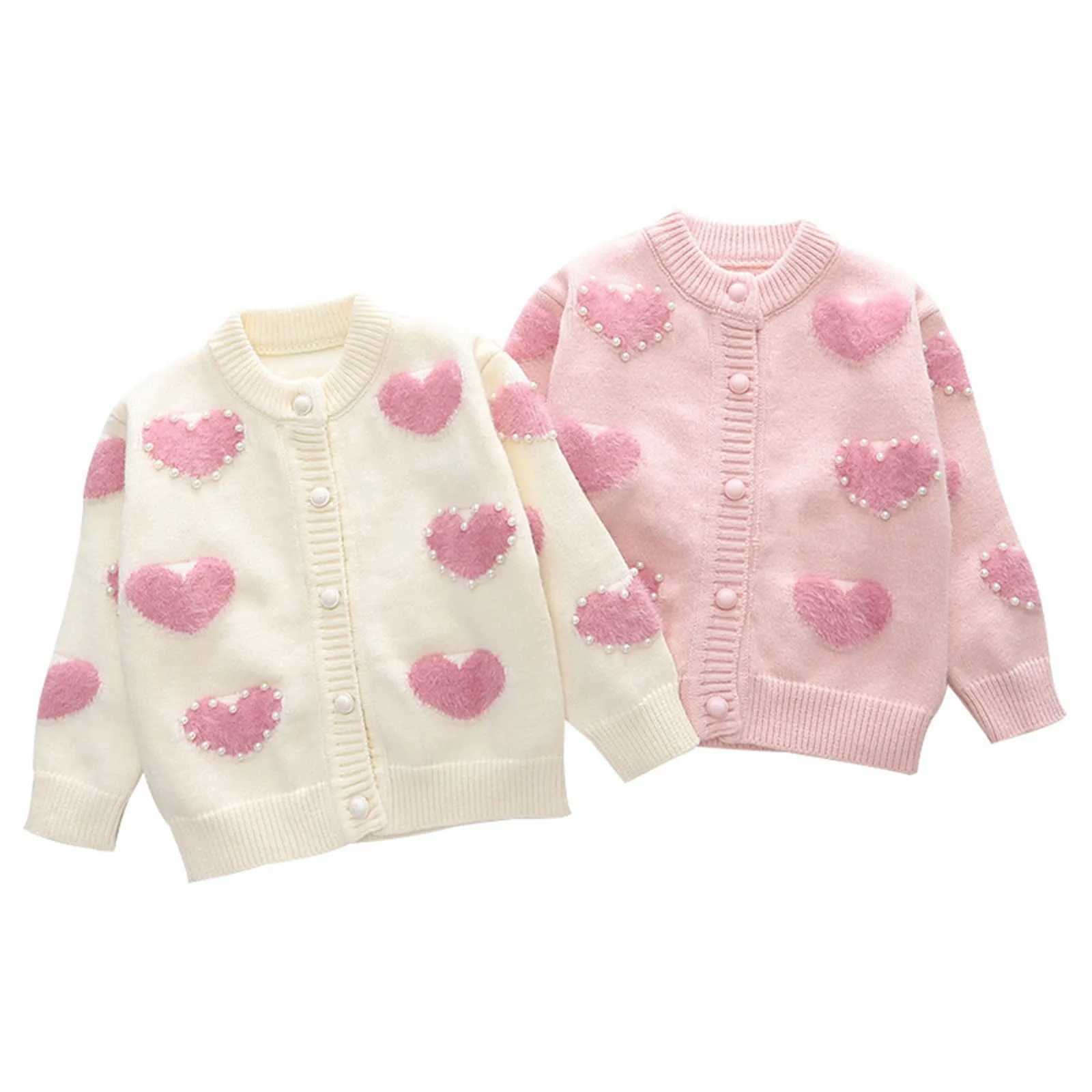 Child Girl 2023 Autumn Mink Love Girl Woolen Cardigan Dress Kids Knit Autumn Winter Long Sleeve Cute Baby Sweater ClothesXJ240819