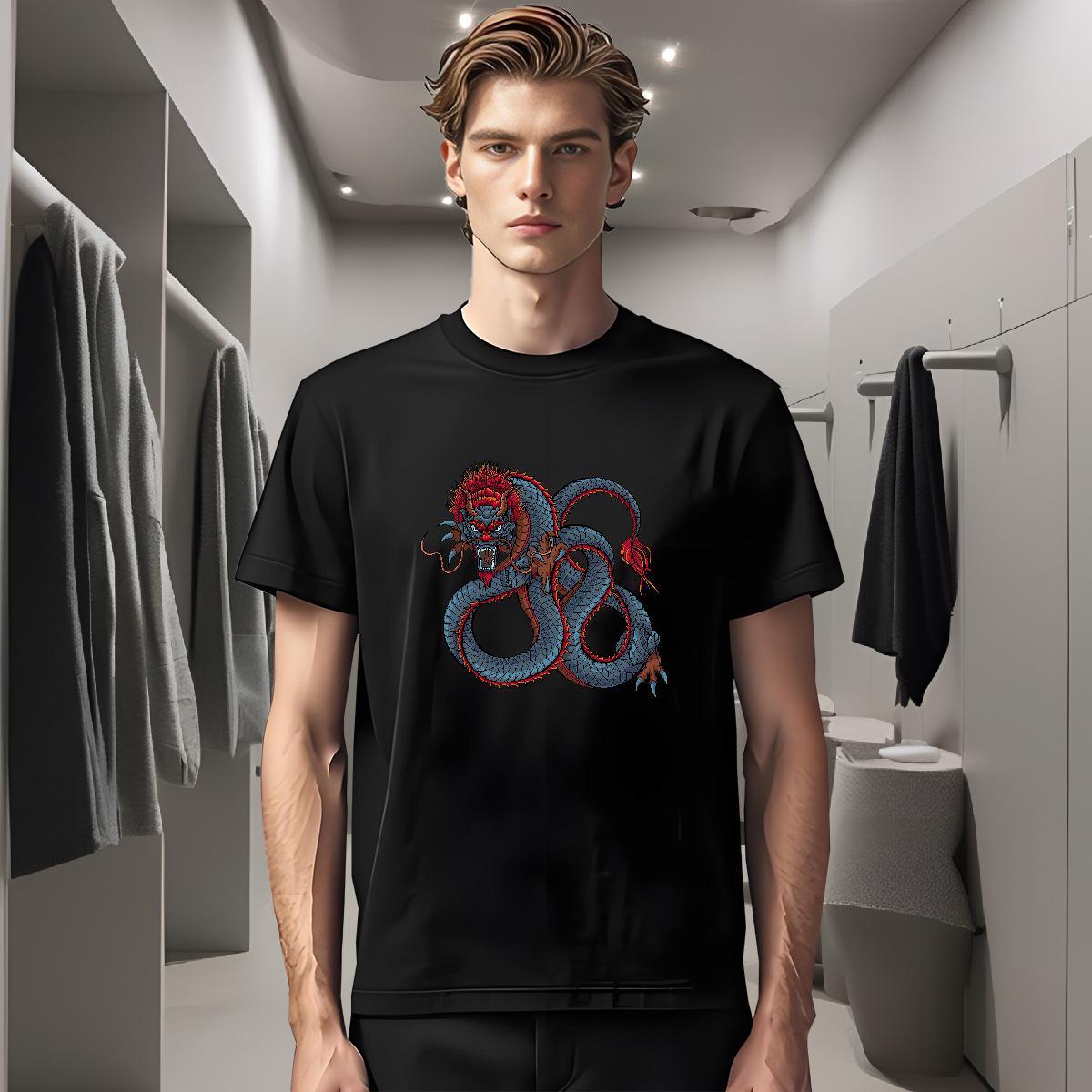 T-Shirts 230g 100% Cotton dragon Hip Hop Breathable Black White Couples T Shirts Factory Direct High Quality Tops Shirt