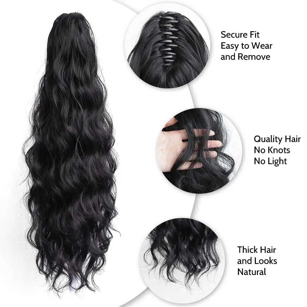 Hair extension ponytail claw 22 wavy fake hair curled synthetic ponytail wig clip daily fluffy ponytail braid hair clip W240817