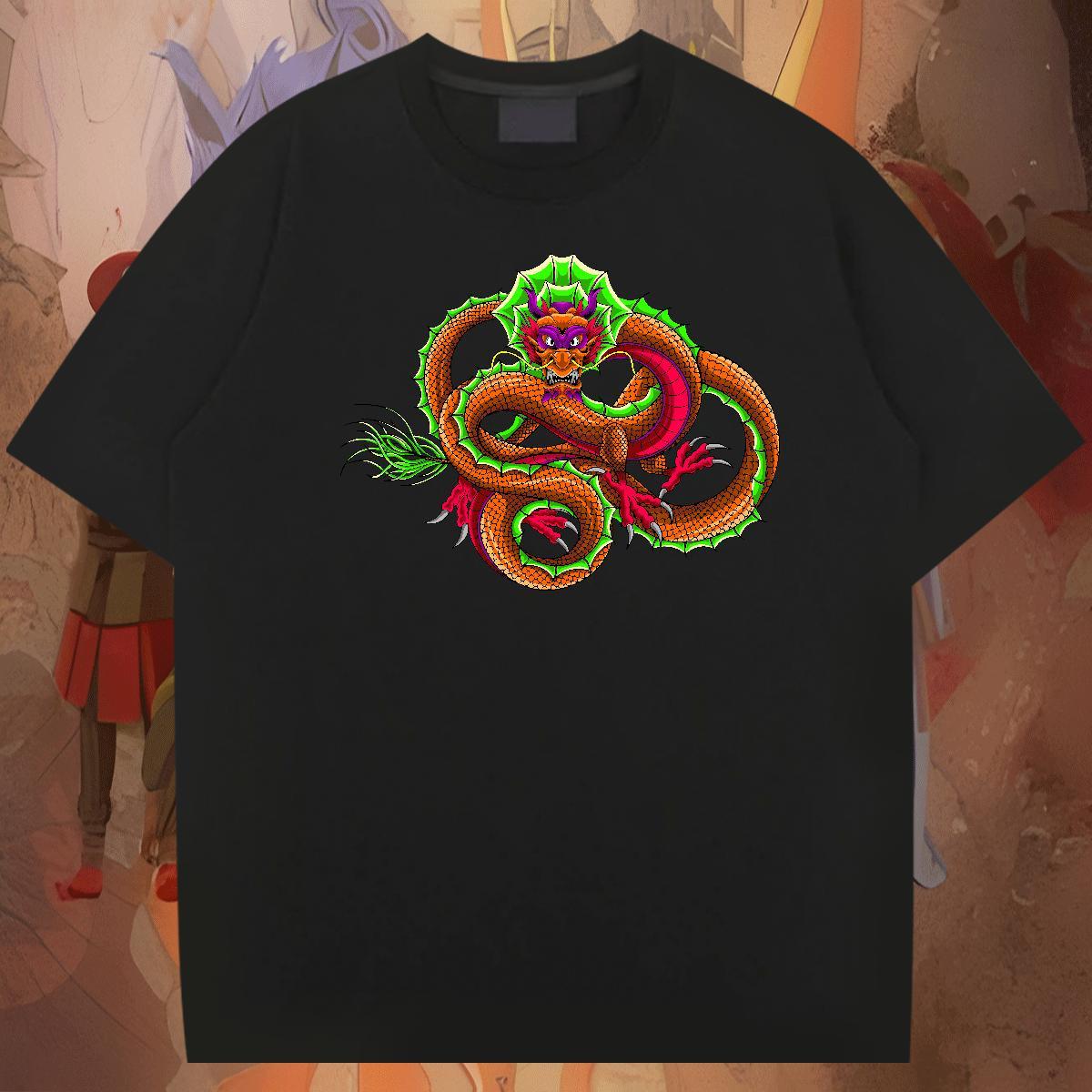 Free Shipping Tshirts Anime Printing Street 230g 100% Cotton Oversized Breathable Short Sleeve dragon Man T Shirts Classic Casual Tees